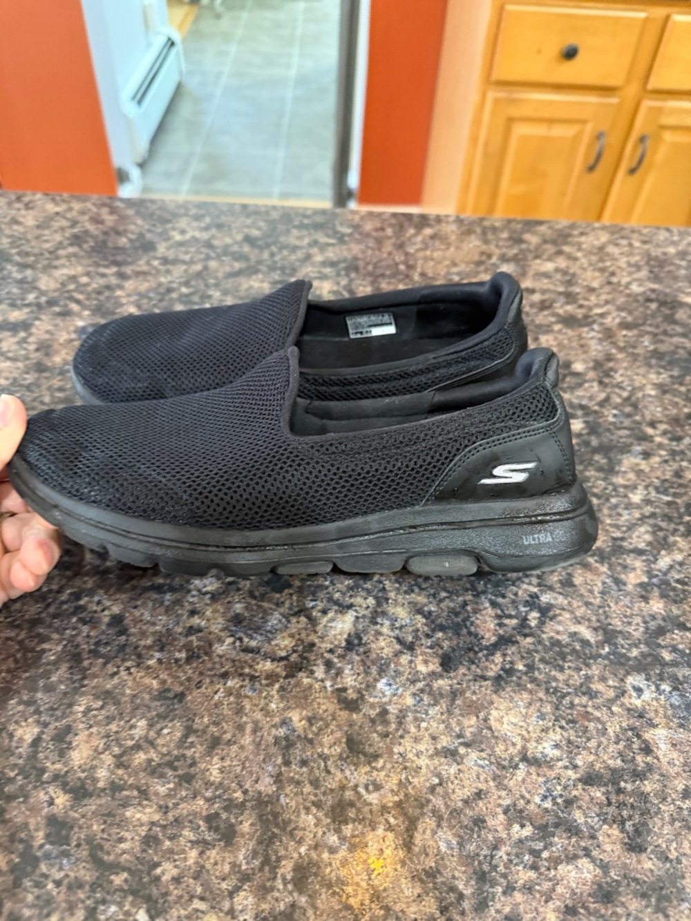 Skechers Women's Black Slip-On Mesh Comfort Sneakers